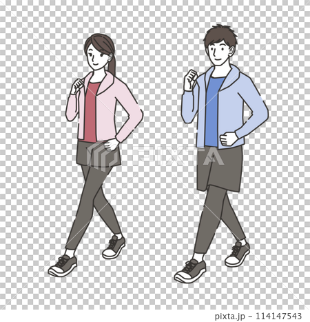 Illustration of men and women walking 114147543