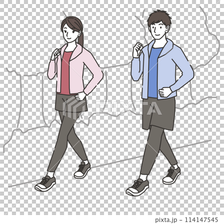 Illustration of men and women walking 114147545