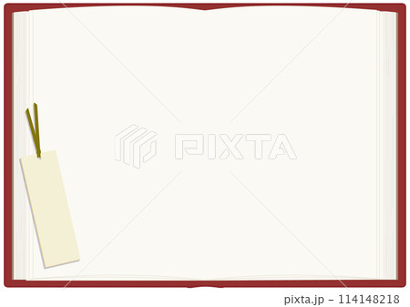 本としおりの見開きフレームベクターイラスト(赤) 本としおりの見開きフレームベクターイラスト(赤) 114148218