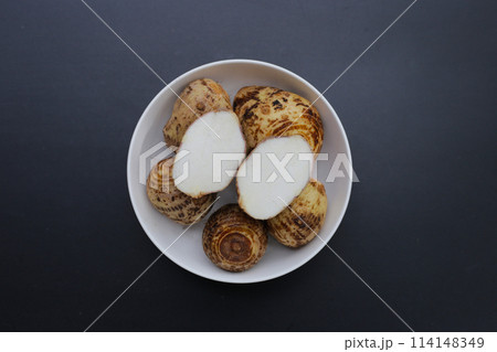 Satoimo, taro roots or japanese sweet taro 114148349