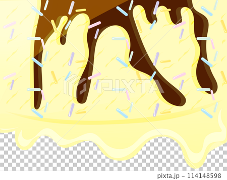 Background of vanilla ice cream topped with toppings 114148598