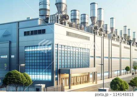 半導体製造工場の外観イメージ 《AI生成画像》 半導体製造工場の外観イメージ 《AI生成画像》 114148813