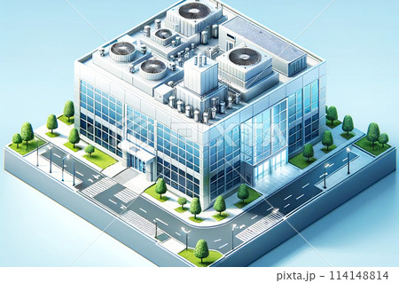 半導体製造工場の外観イメージ (アイソメトリック)《AI生成画像》 114148814