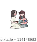ゲームをする女の子 114148982
