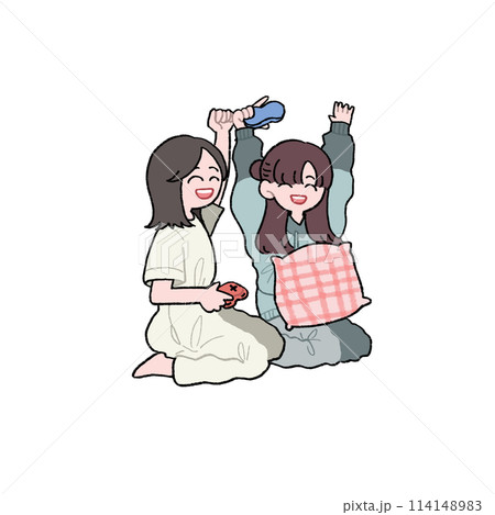 ゲームをする女の子 114148983