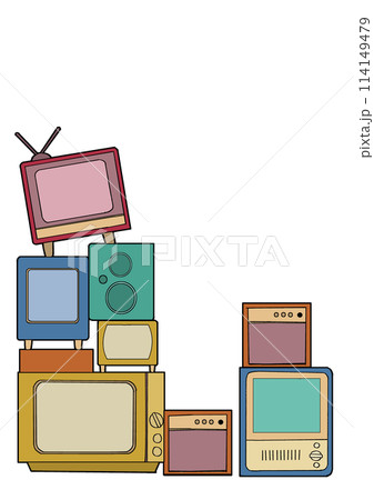 レトロなテレビとスピーカー（カラー） 114149479
