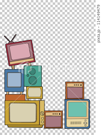 レトロなテレビとスピーカー（カラー） 114149479