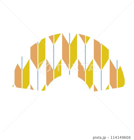 矢絣模様の扇型モチーフイラスト 114149608