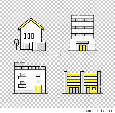 Building, apartment, house icon set 114150044