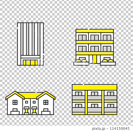 Apartment, high-rise apartment, rental property icon set 114150045