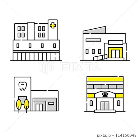 病院セット アイコン イラスト 病院セット アイコン イラスト 114150048