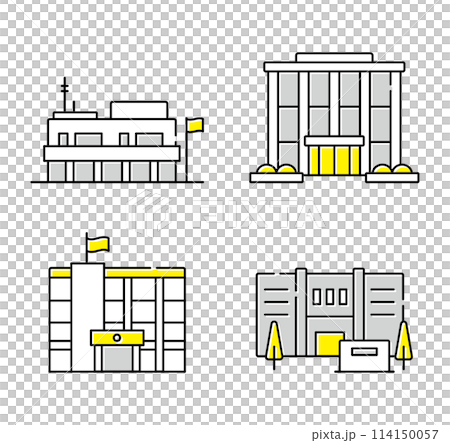 行政 市役所 役場 裁判所 アイコン セット 行政 市役所 役場 裁判所 アイコン セット 114150057