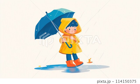傘をさす男の子 傘をさす男の子 114150375
