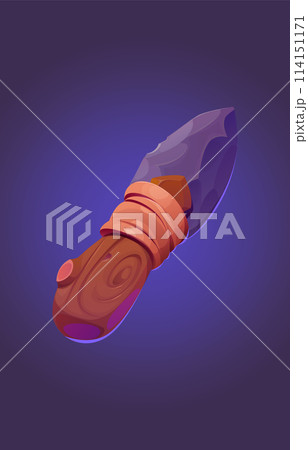Stone age primitive knife rock tool or old stick Stone age primitive knife rock tool or old stick 114151171