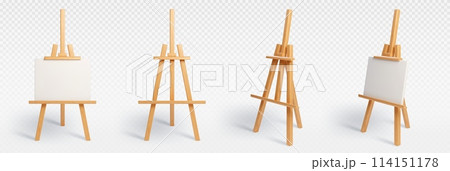 Wood easel stand with art board isolated vector Wood easel stand with art board isolated vector 114151178