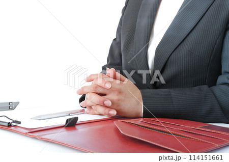 仕事の打ち合わせをする若い女性 114151661