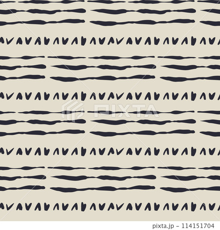 Monochrome dark blue and beige seamless pattern with organic sketchy stripes Monochrome dark blue and beige seamless pattern with organic sketchy stripes 114151704
