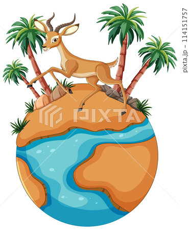 Gazelle on a Tropical Miniature Planet Gazelle on a Tropical Miniature Planet 114151757