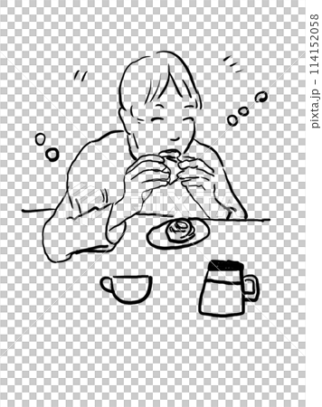 おやつを頬張る人のイラスト 114152058