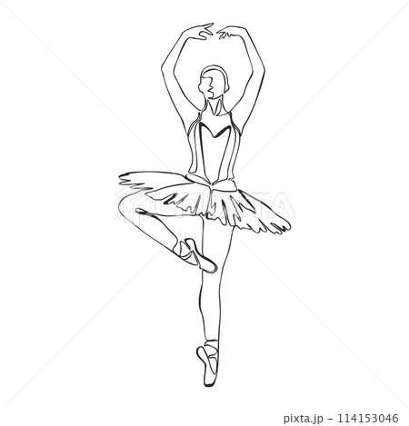 Continuous Line Art Drawing. Ballet Dancer ballerina. Vector Illustration silhouette of a dancer 114153046