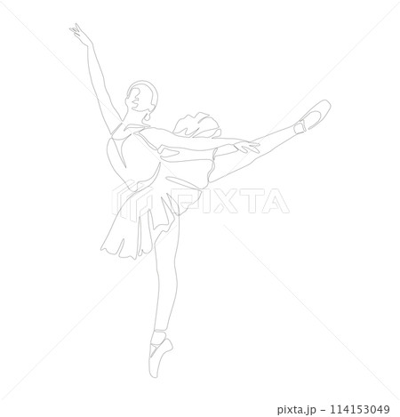 Continuous Line Art Drawing. Ballet Dancer ballerina. Vector Illustration silhouette of a dancer 114153049