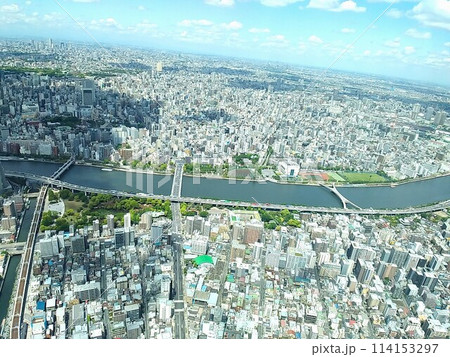 東京スカイツリーから見える景色　言問橋と隅田川 114153297