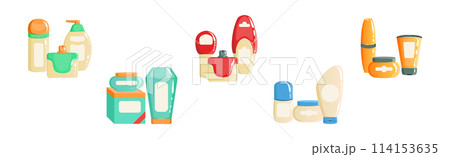 Different Cosmetic Plastic Bottle and Tube Container Vector Set Different Cosmetic Plastic Bottle and Tube Container Vector Set 114153635