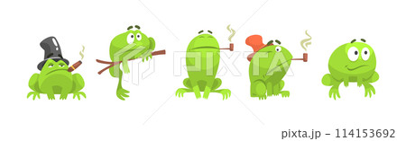 Funny Green Frog Character Engaged in Different Activity Vector Set Funny Green Frog Character Engaged in Different Activity Vector Set 114153692
