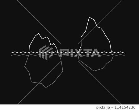 Simple Motivation graphic on dark background. The outline of two iceberg Simple Motivation graphic on dark background. The outline of two iceberg 114154230