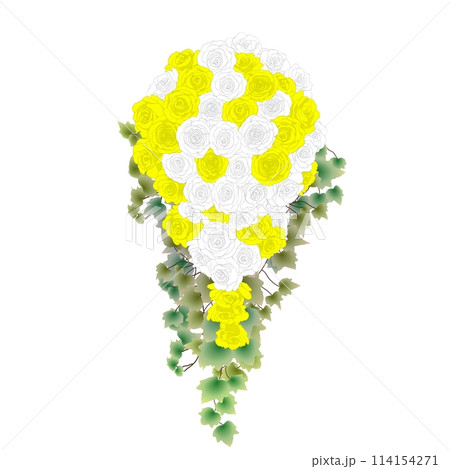 黃薔薇と白薔薇のキャスケードブーケ 114154271
