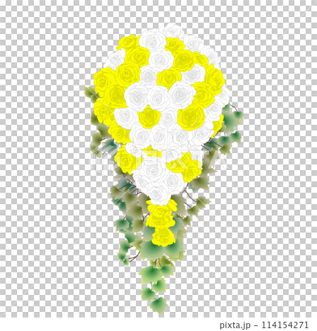 黃薔薇と白薔薇のキャスケードブーケ 114154271