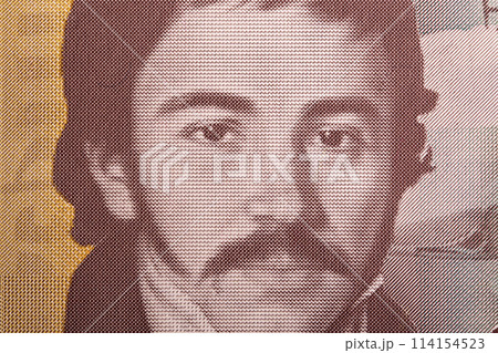 Vuk Karadzic a closeup portrait from Serbian Dinar 114154523