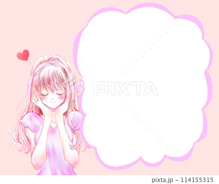 うっとりしている女性　恋愛　半袖　吹き出し 114155315