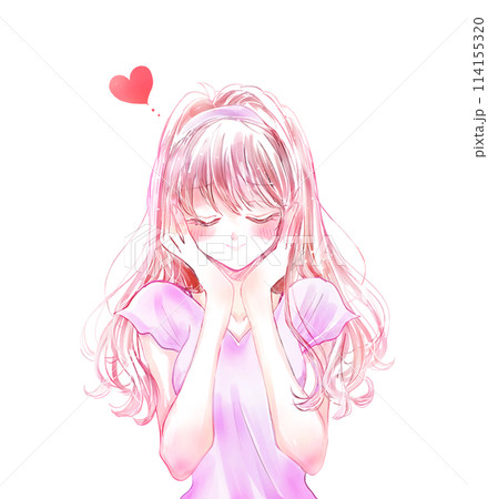 うっとりしている女性　恋愛　半袖 114155320