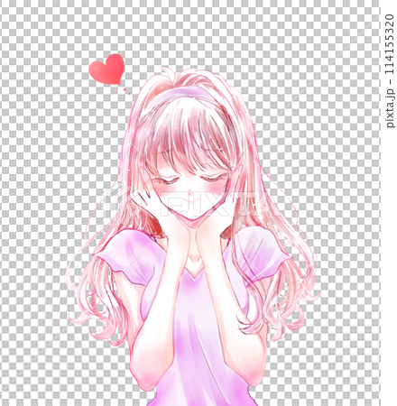 うっとりしている女性　恋愛　半袖 114155320