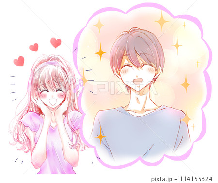好きな人の事を想像して悶える女性 半袖 好きな人の事を想像して悶える女性 半袖 114155324