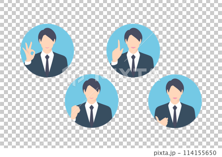 OK sign, fist pump, pointing, business person making a proposal, icon style 114155650
