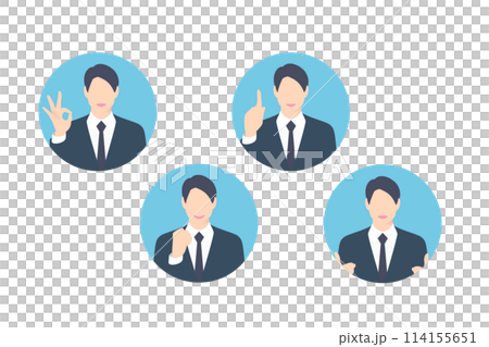 OK sign, fist pump, pointing, business person making a proposal, icon style OK sign, fist pump, pointing, business person making a proposal, icon style 114155651
