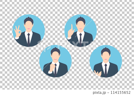 OK sign, fist pump, pointing, business person making a proposal, icon style 114155652