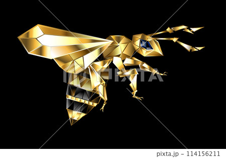 Flying gold polygonal bee 114156211