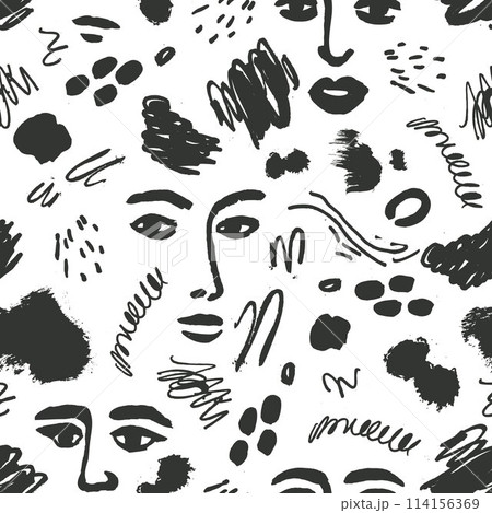 Vector face abstract art seamless pattern....のイラスト素材 [114156369] - PIXTA