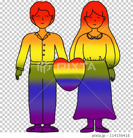 LGBTQ people black outline, on background rainbow colors isolated,Concept of homosexual 114156418