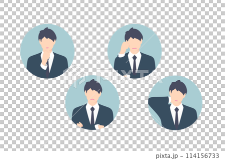 Thinking, arms folded, worried, business person holding head, icon style Thinking, arms folded, worried, business person holding head, icon style 114156733