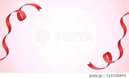 くるくるした赤いリボンの背景フレーム枠 114156943