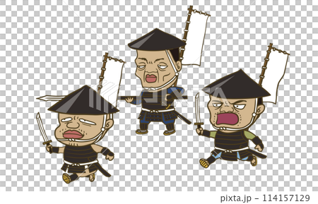 Illustration: Ashigaru (foot soldiers) from the Sengoku period in Japan Illustration: Ashigaru (foot soldiers) from the Sengoku period in Japan 114157129