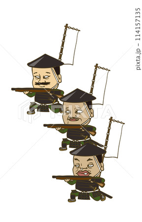 イラスト：日本の戦国時代の鉄砲隊 114157135