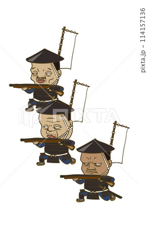 イラスト:日本の戦国時代の鉄砲隊 イラスト:日本の戦国時代の鉄砲隊 114157136