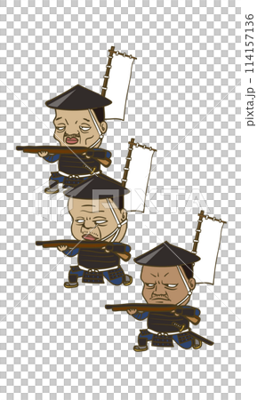 イラスト:日本の戦国時代の鉄砲隊 イラスト:日本の戦国時代の鉄砲隊 114157136