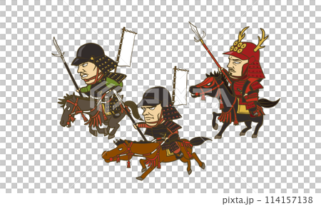 Illustration: Sanada Yukimura and his horse during the Sengoku period in Japan 114157138