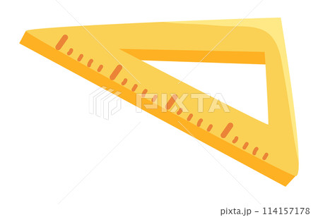 Triangle ruler in flat design. School stationery and measure tool. Vector illustration isolated. Triangle ruler in flat design. School stationery and measure tool. Vector illustration isolated. 114157178